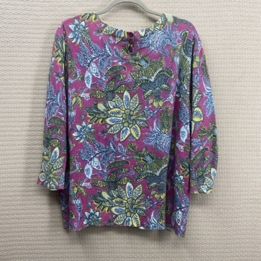 Talbots Multi Lively Floral Country Club Classy CrewNeck Sweater Women 2X China - Picture 5 of 9